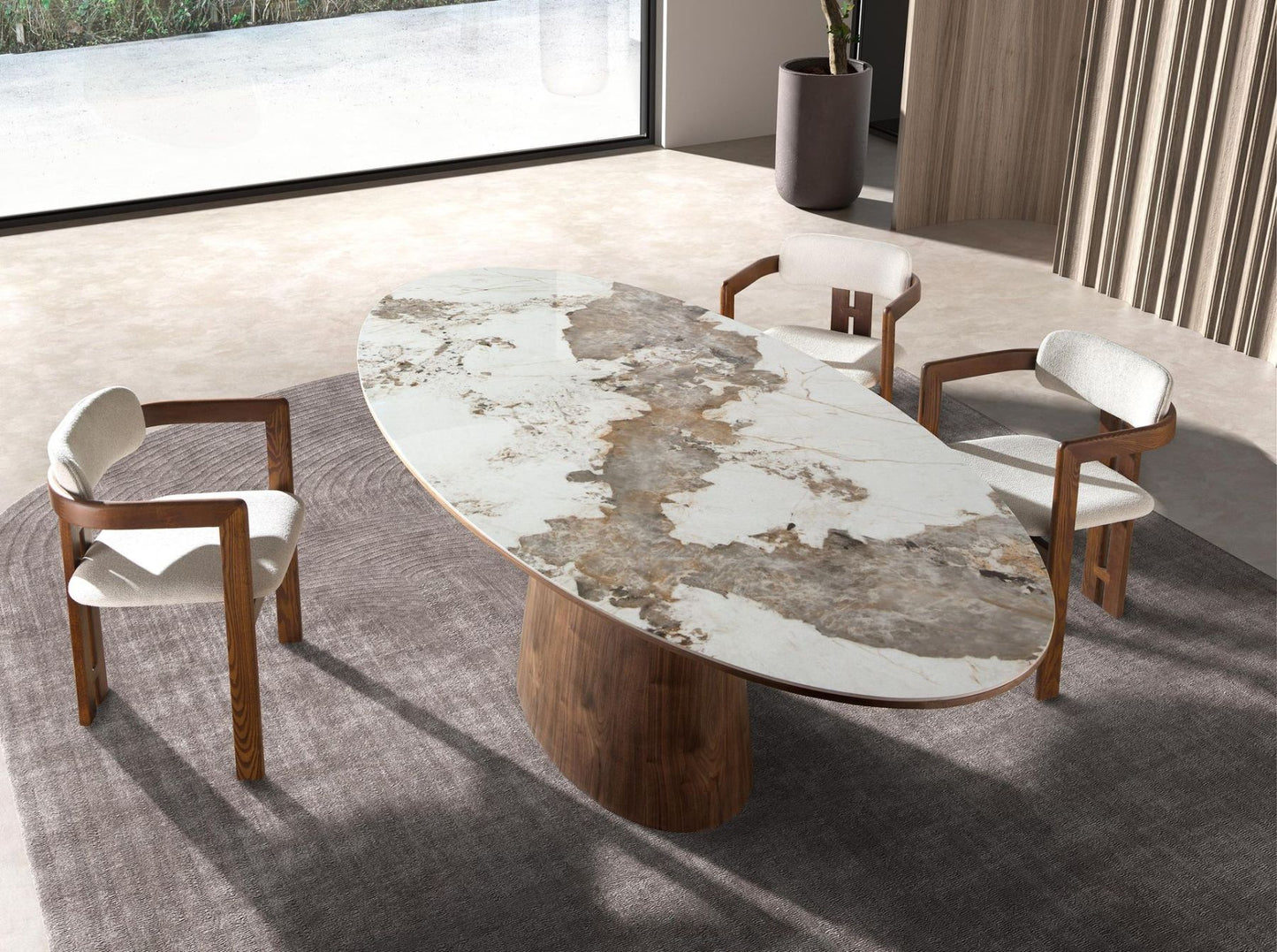 Marble Vein Oval Table