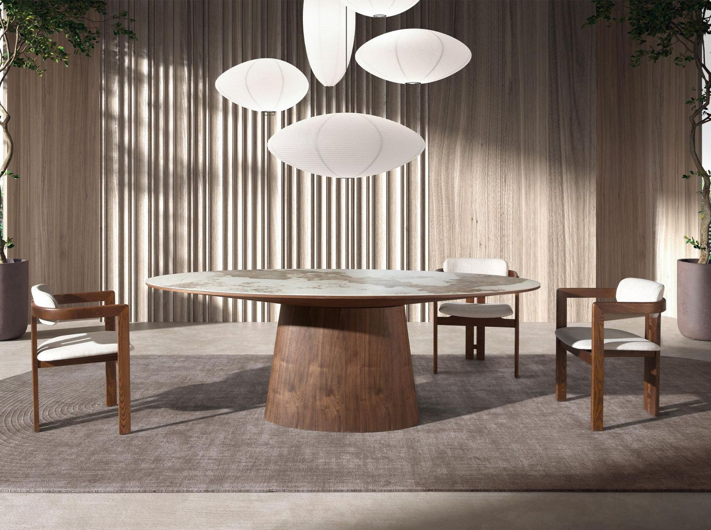Marble Vein Oval Table